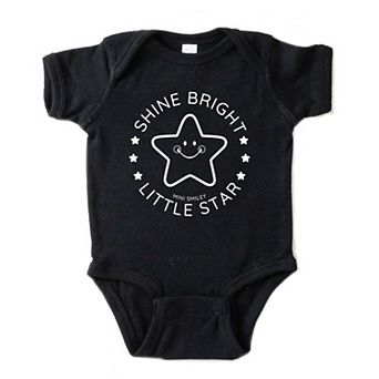 Mini Smiley Shine Bright Little Star - Baby Short Sleeve Graphic Bodysuit