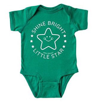 Mini Smiley Shine Bright Little Star - Baby Short Sleeve Graphic Bodysuit