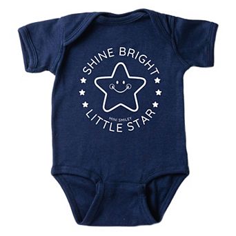 Mini Smiley Shine Bright Little Star - Baby Short Sleeve Graphic Bodysuit