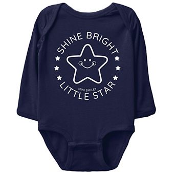 Mini Smiley Shine Bright Little Star - Baby Long Sleeve Bodysuit