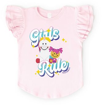 Mini Smiley Girls Rule - Flutter Sleeve Graphic T-Shirt