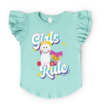Mini Smiley Girls Rule - Flutter Sleeve Graphic T-Shirt