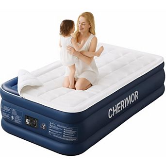 Cherimor, Twin XL Air Mattress Pump, Quilted Topper, 20"H, Built-in Pump, Leak-Tested, 500lb Support