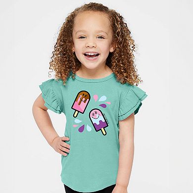 SmileyWorld Popsicles - Flutter Sleeve Graphic T-Shirt