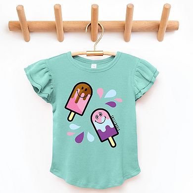 SmileyWorld Popsicles - Flutter Sleeve Graphic T-Shirt