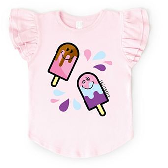 SmileyWorld Popsicles - Flutter Sleeve Graphic T-Shirt