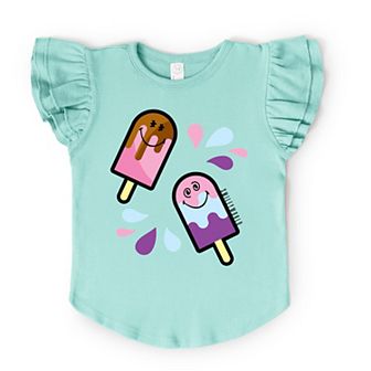 SmileyWorld Popsicles - Flutter Sleeve Graphic T-Shirt