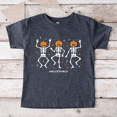 SmileyWorld Dancing Skeleton Pumpkins - Toddler Short Sleeve Graphic T-Shirt