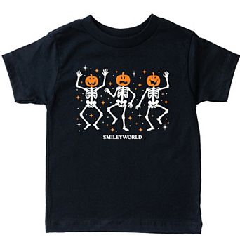 SmileyWorld Dancing Skeleton Pumpkins - Toddler Short Sleeve Graphic T-Shirt