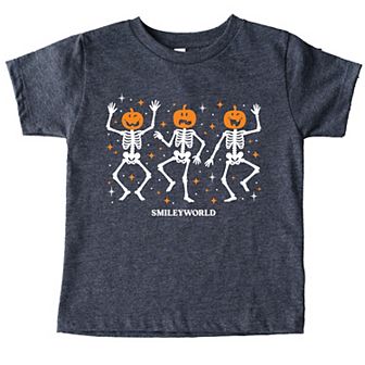 SmileyWorld Dancing Skeleton Pumpkins - Toddler Short Sleeve Graphic T-Shirt