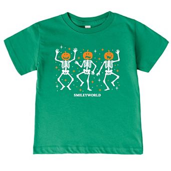 SmileyWorld Dancing Skeleton Pumpkins - Toddler Short Sleeve Graphic T-Shirt