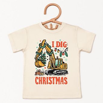 I Dig Christmas Excavator - Toddler Short Sleeve Graphic T-Shirt