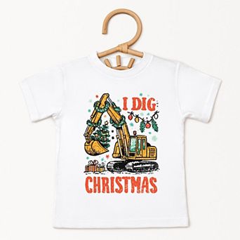 I Dig Christmas Excavator - Toddler Short Sleeve Graphic T-Shirt