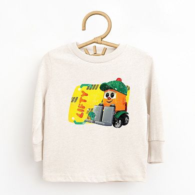 Leo the Truck Lifty Name Distressed - Toddler Long Sleeve Graphic Tee