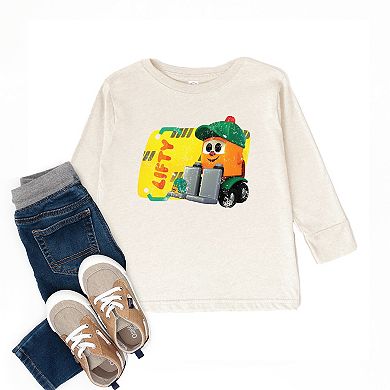 Leo the Truck Lifty Name Distressed - Toddler Long Sleeve Graphic Tee