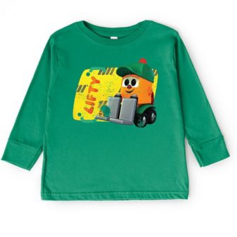 Leo the Truck Lifty Name Distressed - Toddler Long Sleeve Graphic Tee