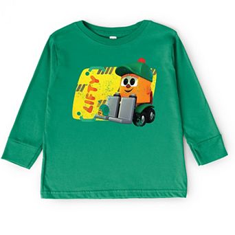 Leo the Truck Lifty Name Distressed - Toddler Long Sleeve Graphic Tee
