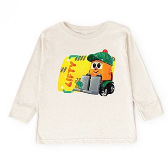 Leo the Truck Lifty Name Distressed - Toddler Long Sleeve Graphic Tee
