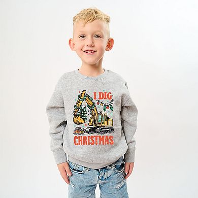 I Dig Christmas Excavator - Youth Graphic Sweatshirt