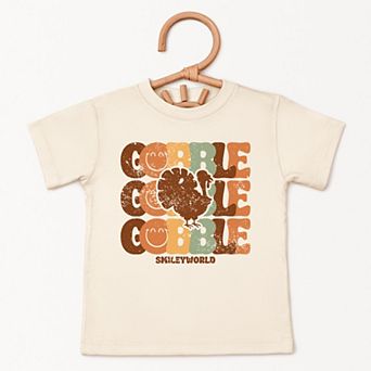 SmileyWorld Gobble Turkey Distressed - Toddler Short Sleeve Graphic T-Shirt