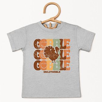 SmileyWorld Gobble Turkey Distressed - Toddler Short Sleeve Graphic T-Shirt