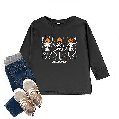 SmileyWorld Dancing Skeleton Pumpkins - Toddler Long Sleeve Graphic Tee