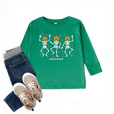 SmileyWorld Dancing Skeleton Pumpkins - Toddler Long Sleeve Graphic Tee