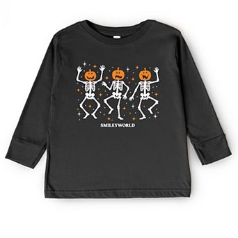 SmileyWorld Dancing Skeleton Pumpkins - Toddler Long Sleeve Graphic Tee