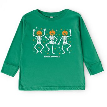 SmileyWorld Dancing Skeleton Pumpkins - Toddler Long Sleeve Graphic Tee