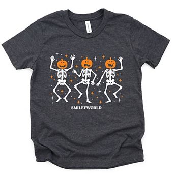 SmileyWorld Dancing Skeleton Pumpkins - Youth Short Sleeve Graphic T-Shirt
