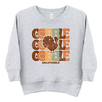 SmileyWorld Gobble Turkey Distressed - Toddler Graphic Sweatshirt
