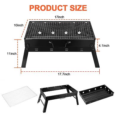 Portable Foldable Charcoal BBQ Grill Lightweight Smoker for Camping & Outdoor