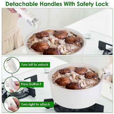 17-Piece Nonstick Cookware Set Pots & Pans with Detachable Handles, Oven Safe