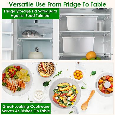 17-Piece Nonstick Cookware Set Pots & Pans with Detachable Handles, Oven Safe