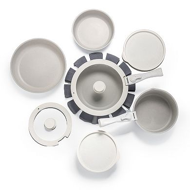 17-Piece Nonstick Cookware Set Pots & Pans with Detachable Handles, Oven Safe