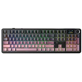 AULA F108 Pro, 104-Key Wireless Hot Swappable Mechanical Gaming Keyboard, RGB, Knob, Digital Screen