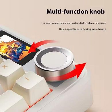 AULA F108 Pro, 104-Key Wireless Hot Swappable Mechanical Gaming Keyboard, RGB, Knob, Digital Screen