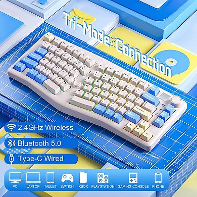 AULA A75, Alice 75%, Wireless, Ergonomic Gaming Keyboard, RGB, Functional Knob & Joystick, Hot-Swap