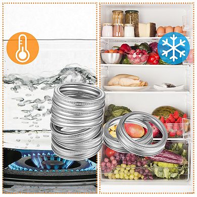 24-Pack Regular Mouth Canning Jar Metal Rings, Replacement for Ball/Kerr Jars