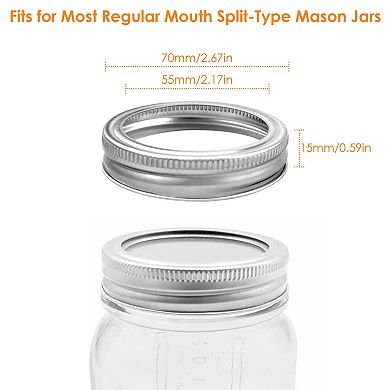 24-Pack Regular Mouth Canning Jar Metal Rings, Replacement for Ball/Kerr Jars