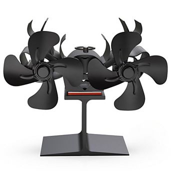 Heat-Powered Dual Motor Wood Stove Fan with Magnetic Thermometer, Fireplace Fan for Wood Stoves