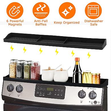 Magnetic Silicone Stove Top Shelf & Spice Rack, Non-Slip Kitchen Oven Organizer