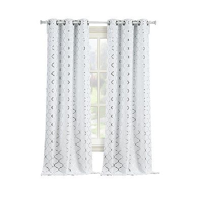 Kate Aurora 2 Pack Cotton Blend Quatrefoil Lattice Grommet Top Window Curtain Panels