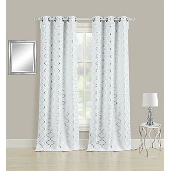 Kate Aurora 2 Pack Cotton Blend Quatrefoil Lattice Grommet Top Window Curtain Panels