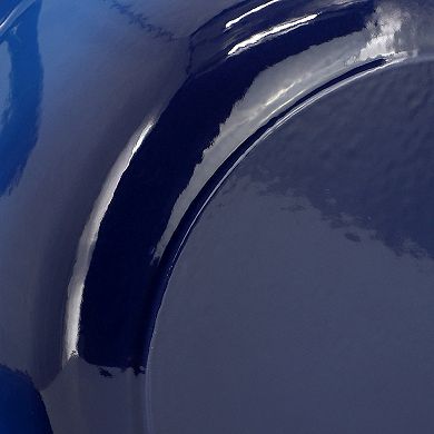 6.35 Quart Round Enameled Cast Iron Dutch Oven with Self Basting Lid in Dark Blue