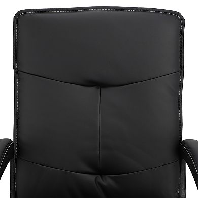 High Back Tufted Faux Leather Adjustable Office Chair in Black
