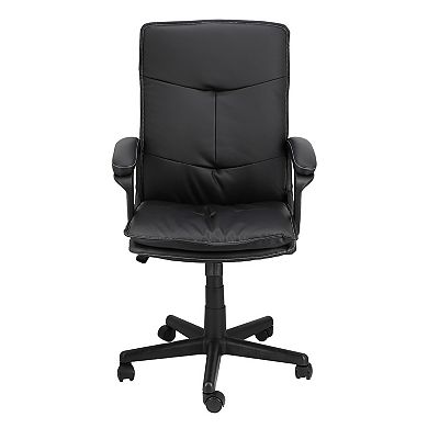 High Back Tufted Faux Leather Adjustable Office Chair in Black