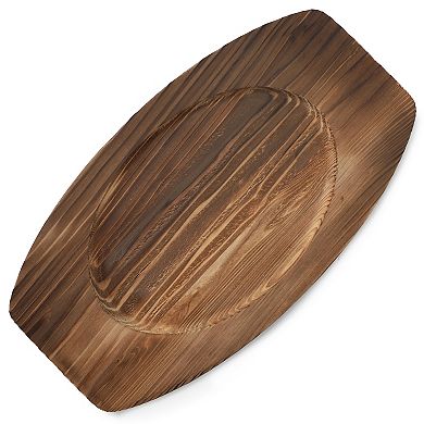 Mini Cast Iron Oval Pan with Wood Tray