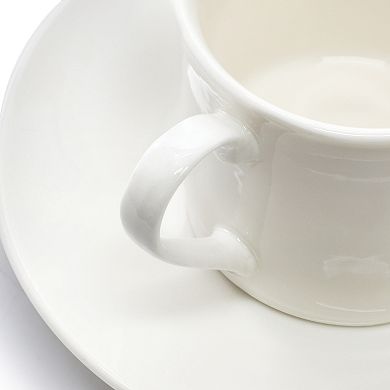 Aspin 12 Piece 2.5 Ounce Porcelain Espresso Cup Set in White with Saucers