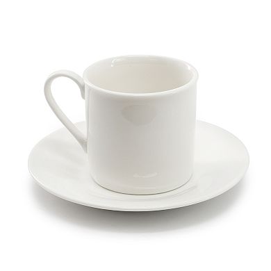 Aspin 12 Piece 2.5 Ounce Porcelain Espresso Cup Set in White with Saucers